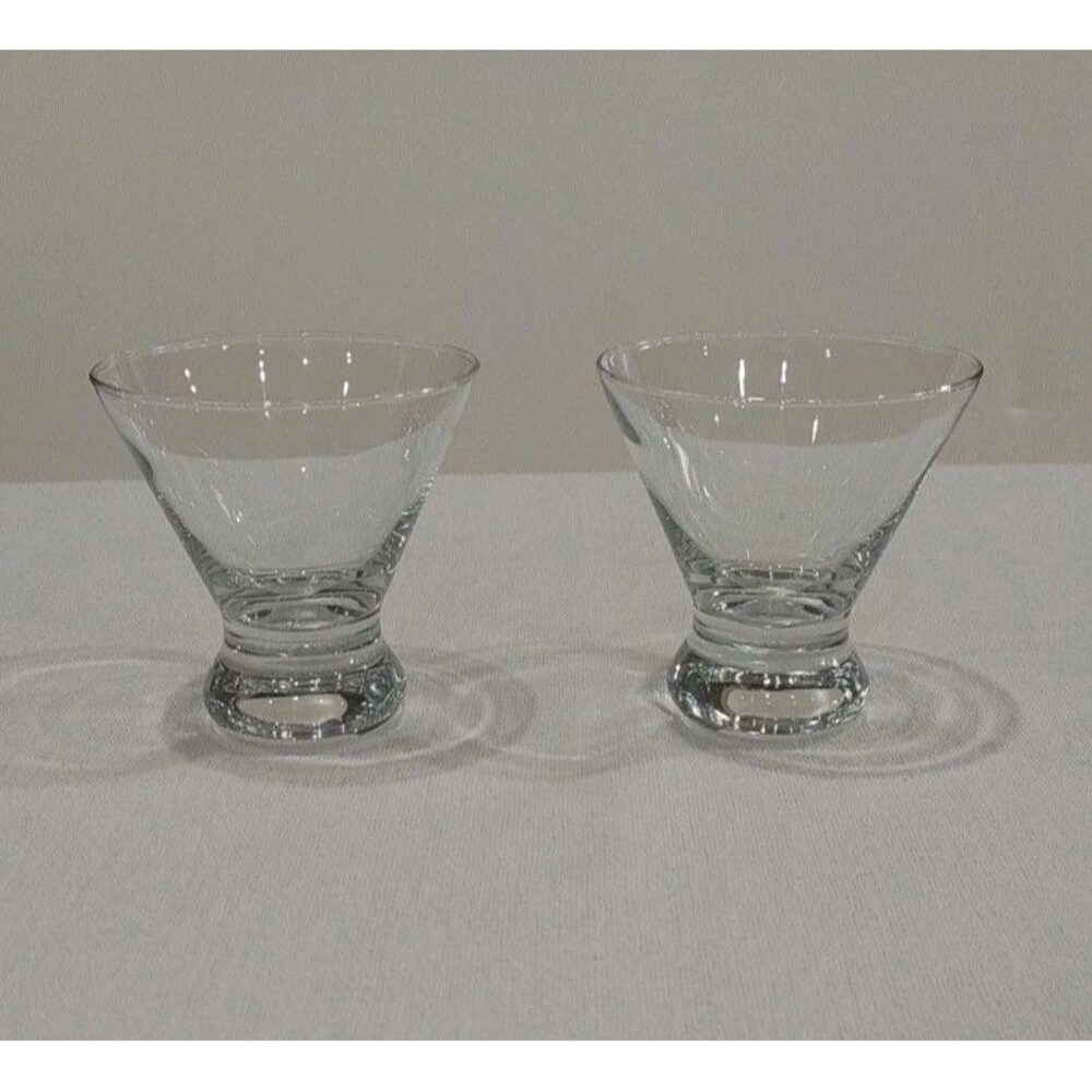 Set of 2 Crate & Barrel DIZZY Clear Stemless Liquor Cocktail Glasses EXCELLENT